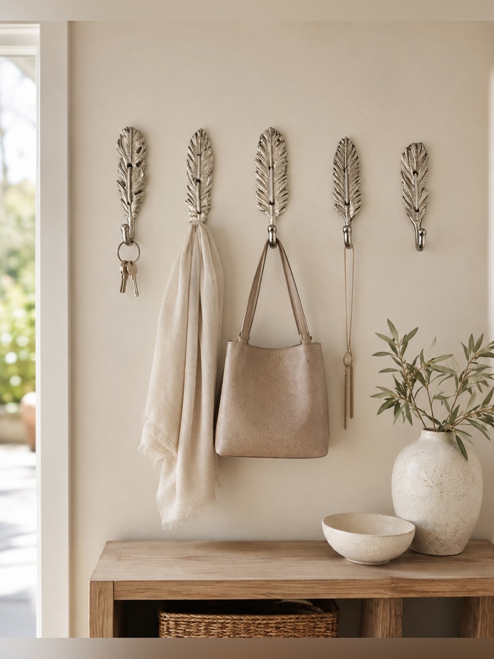 🐞Threshold Metallic Feather Wall Hook Set in Silver
